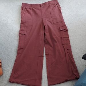 Peace Love World French Terry Wide Leg Cargo Pants